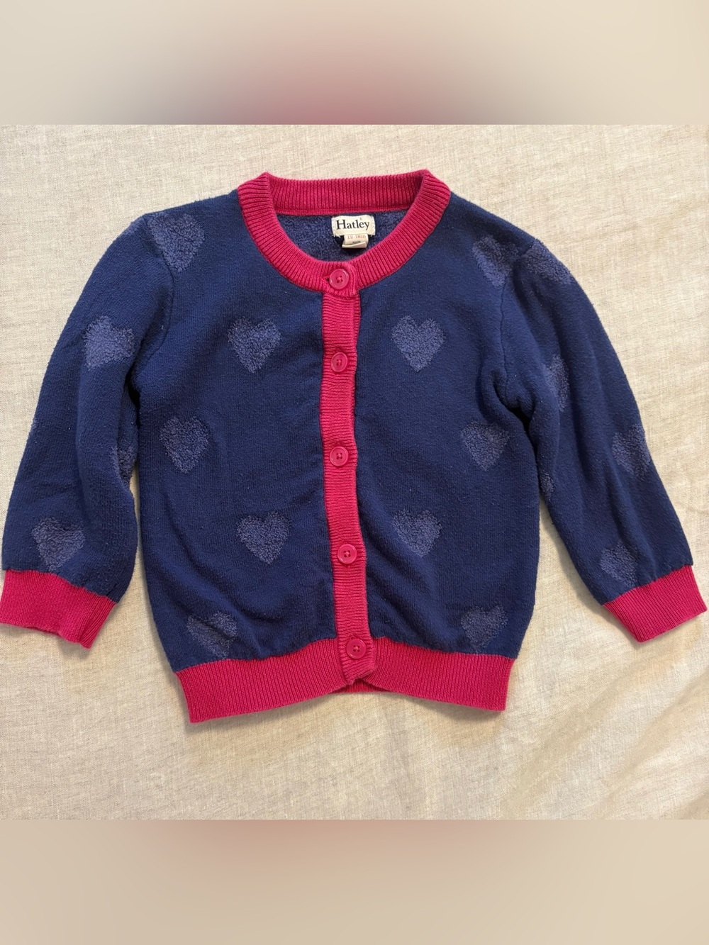 Hatley Navy Heart Cardigan Sweater